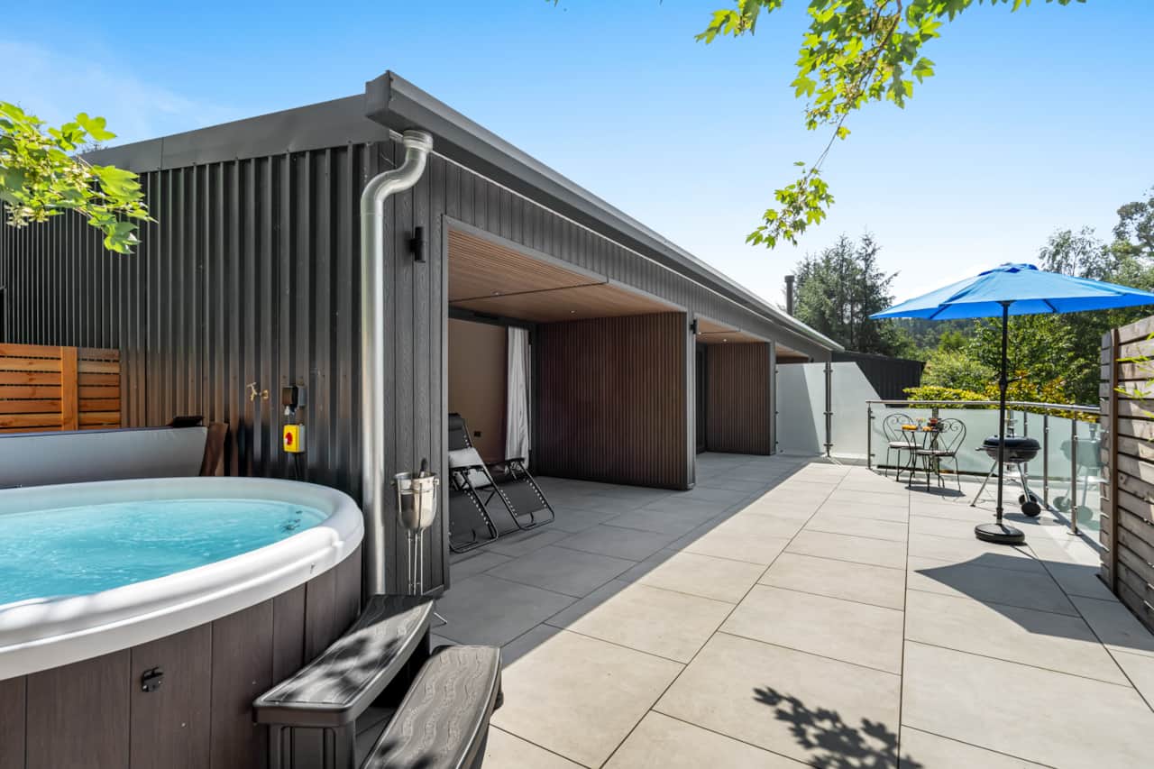 Private outdoor terrace with hot tub