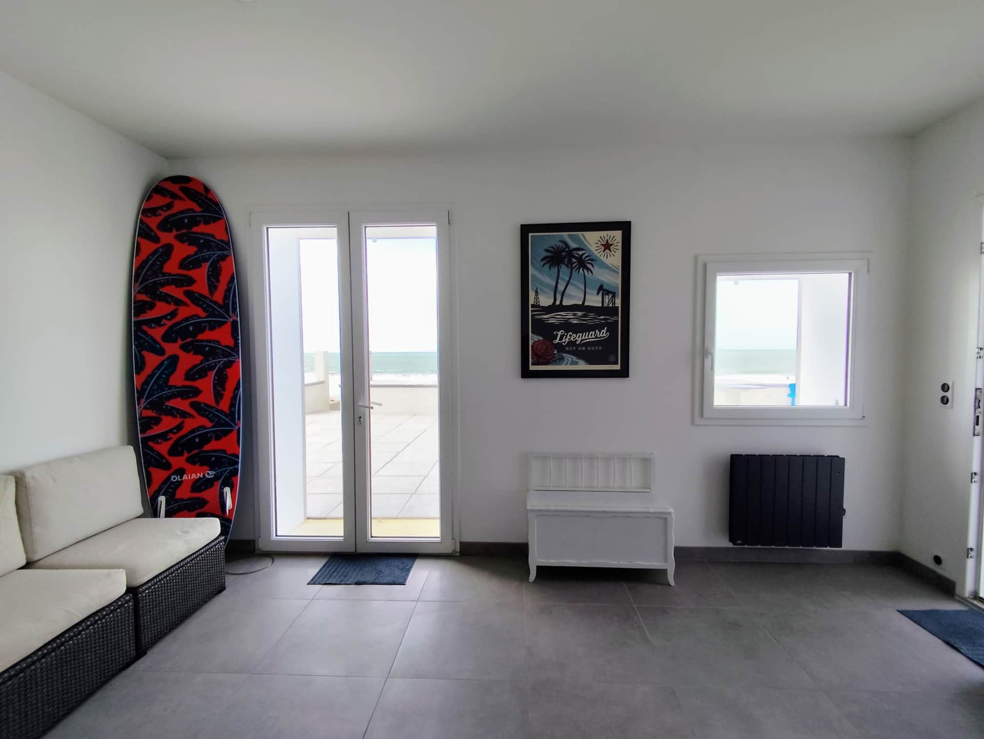 Salon du Bain des Dames offrant une vue sur la mer à Barneville-Carteret
