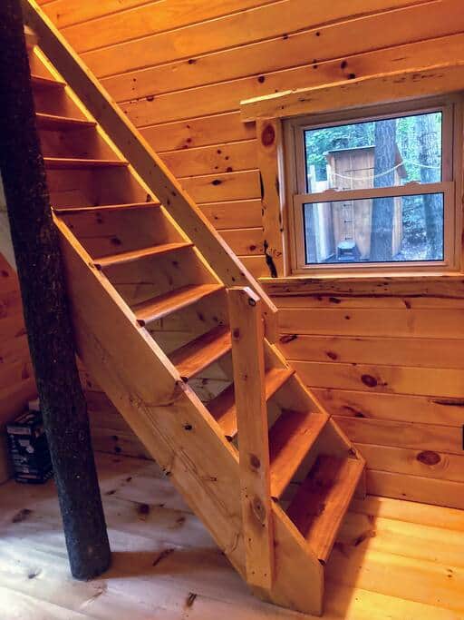The stairs that lead to the loft space.
