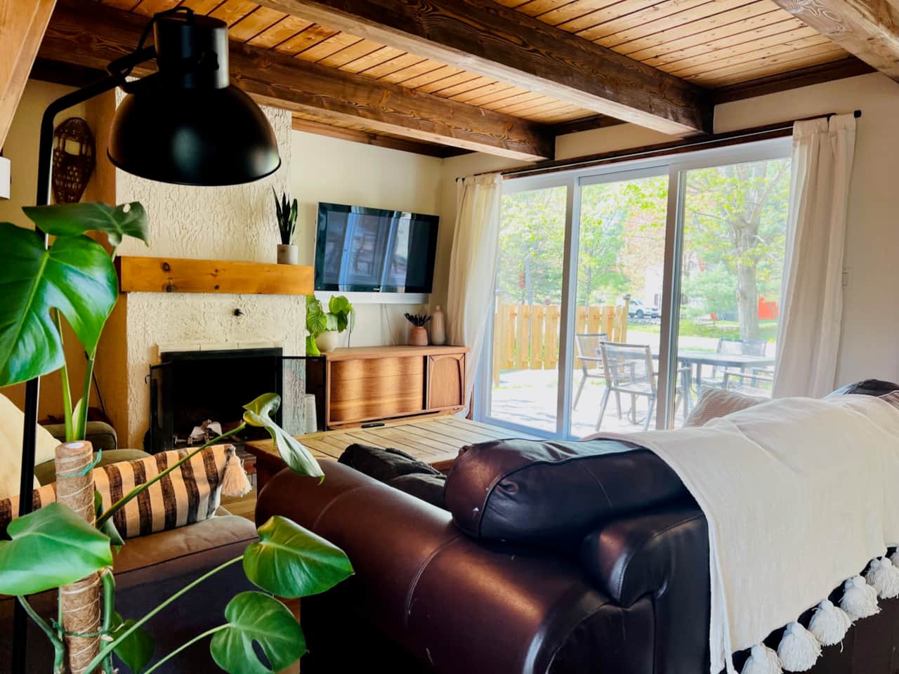 View of the living room with patio door