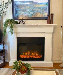 Smart Tv and Electrical fireplace (produces heat).