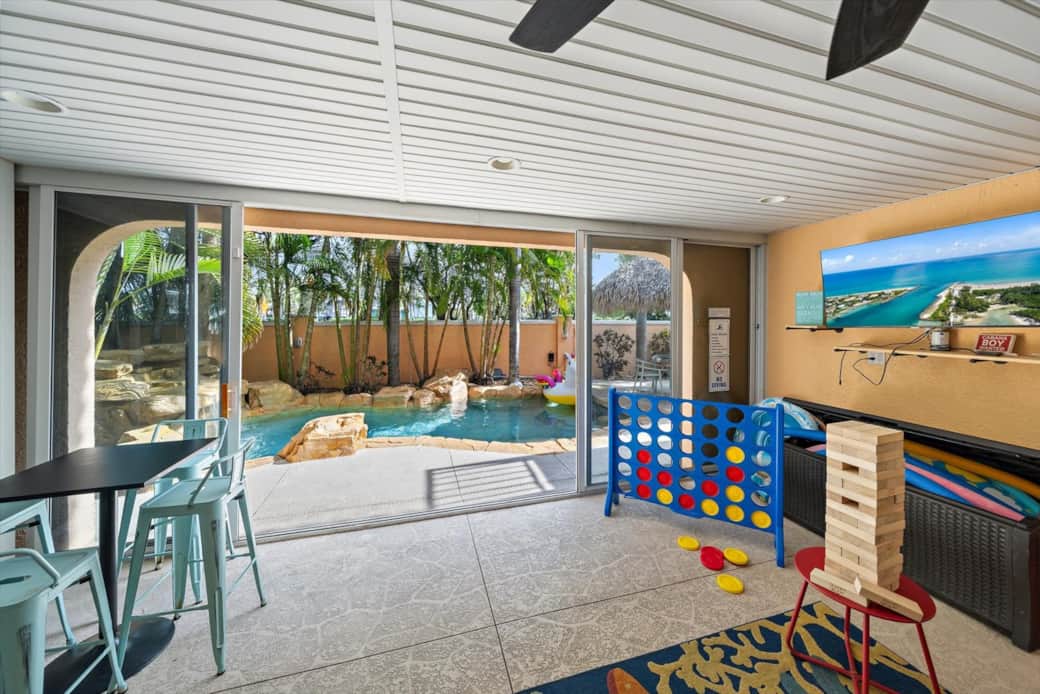 Pool view from the lanai and full entertainment area Pool view from the lanai and full entertainment area