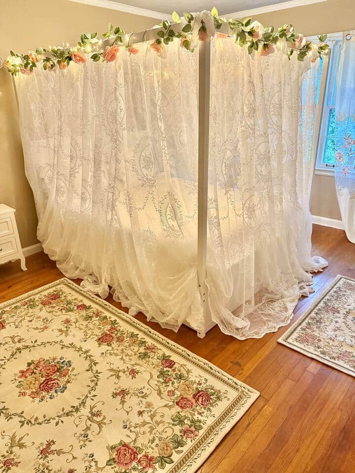 Here is how the drapes on the bed look when closed, it acts as a mosquito net which provides the most peaceful sleep.