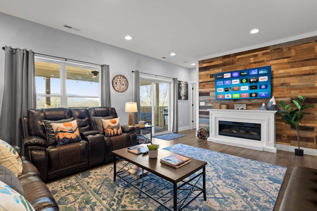 National Parks Themed Living Room with 65 in 4KTV