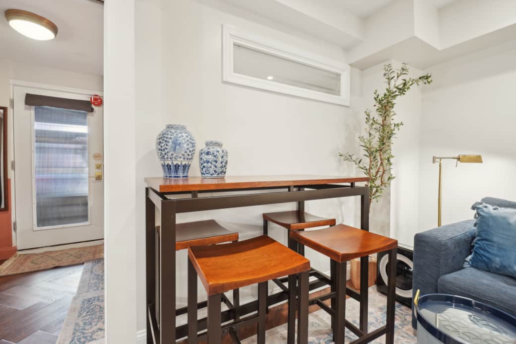 Pivot the dining table for additional seating.