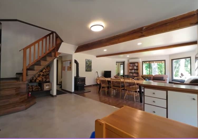 Living room and staircase from kitchen