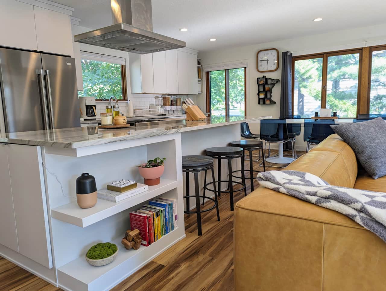 Fully stocked, newly renovated kitchen with modern appliances and tons of natural sunlight