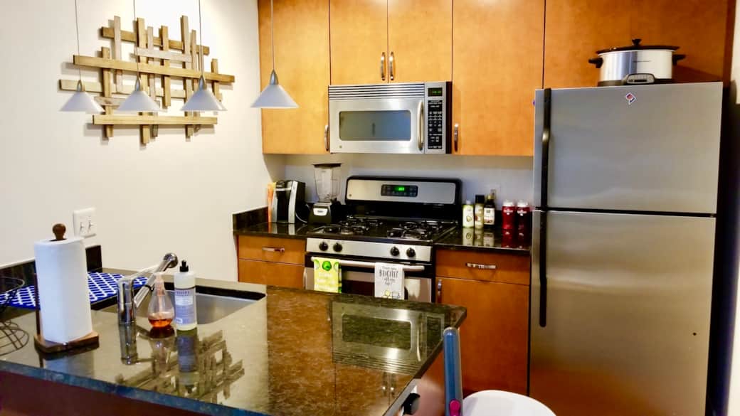 A fully functional kitchen with a dishwasher are available for all of your cooking and groceries!