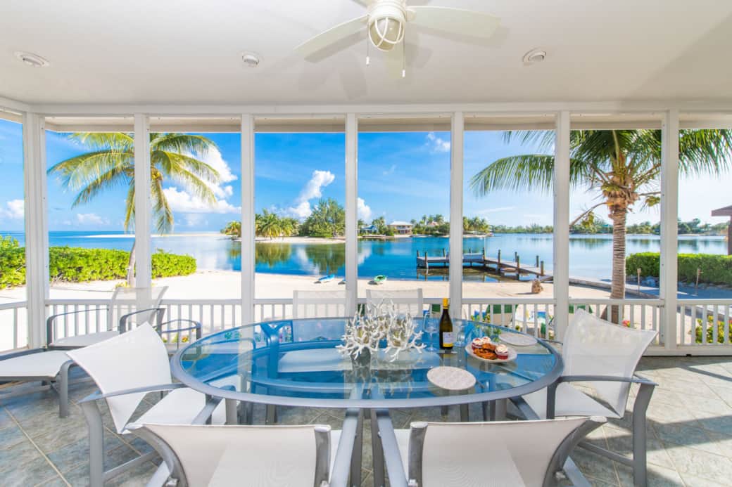 Screened patio with view