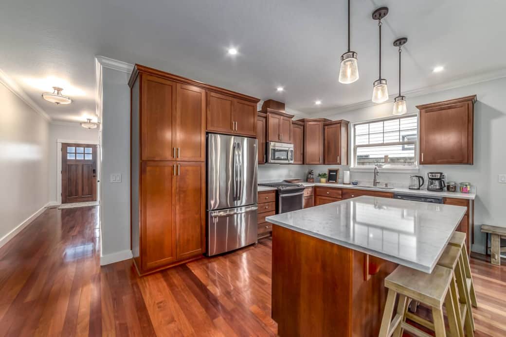 Kitchen - wine opener, knife set, electric water kettle, coffee maker (coffee & tea included), toaster, electric griddle, crock pot, sheets pans, cutting boards, cocktail shaker, and more.