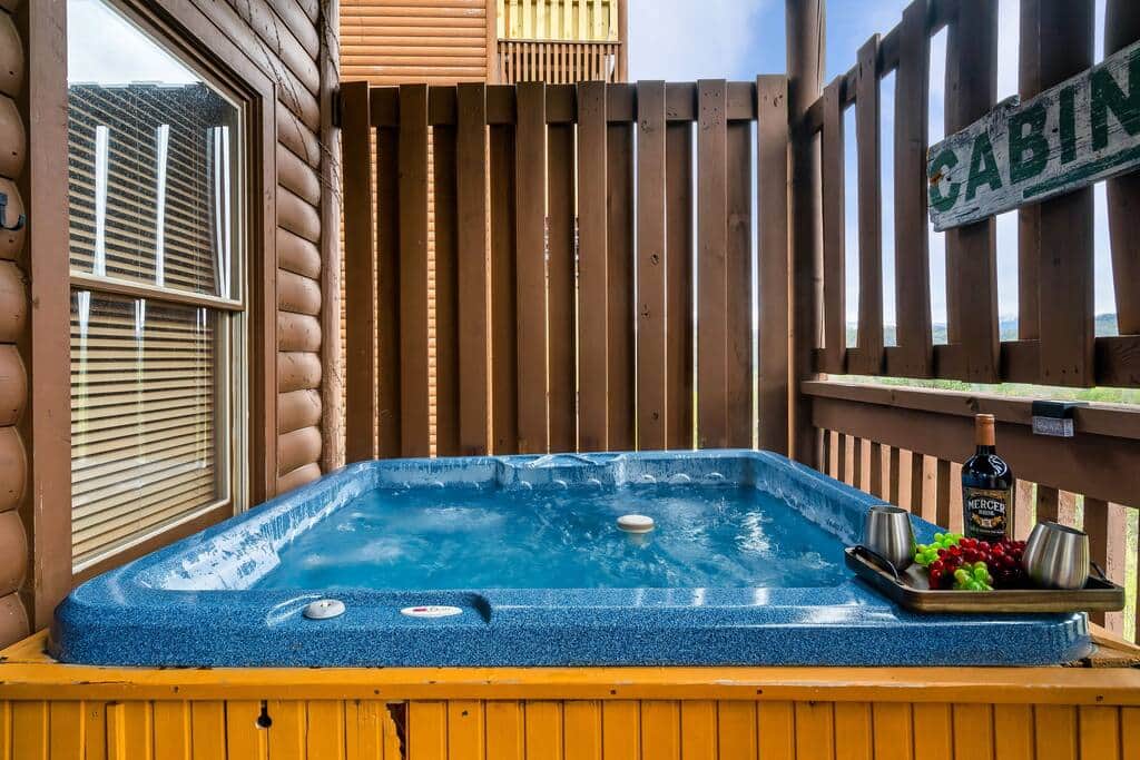 Relax in the hot tub after a long day outdoors and take it all in in this peacful environment
