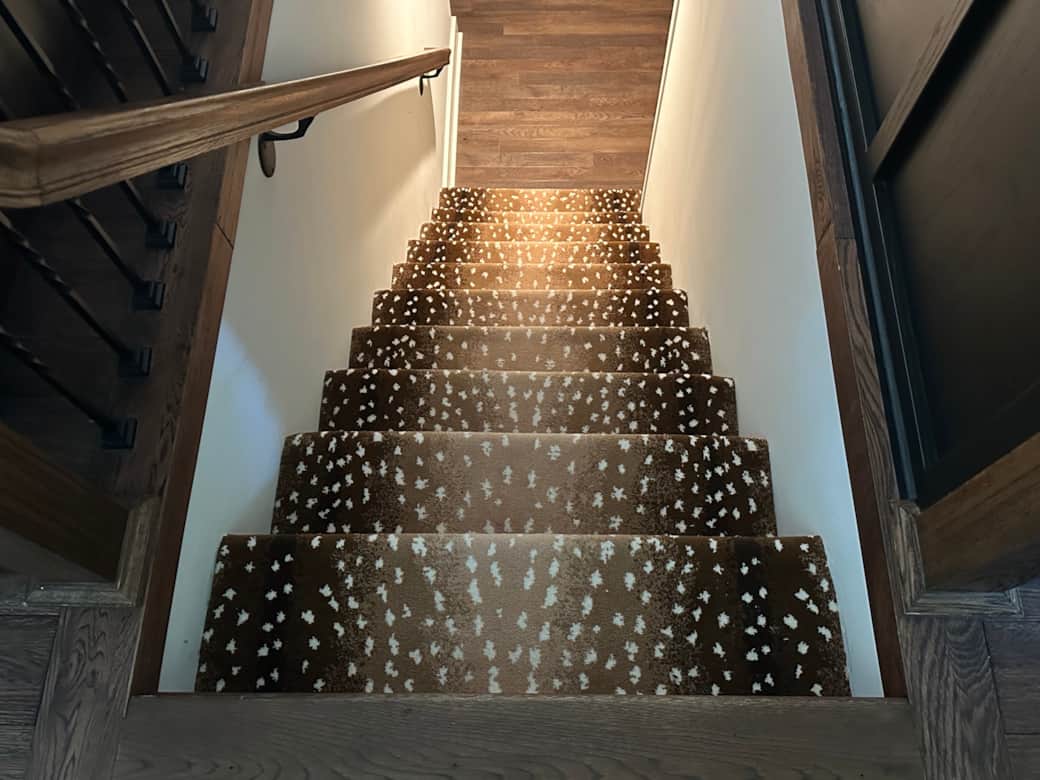 Stairs leading to lower level of cottage