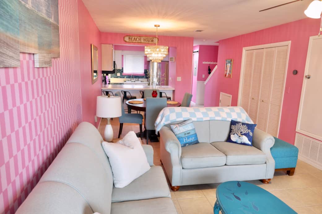 Living room area with queen sofa bed