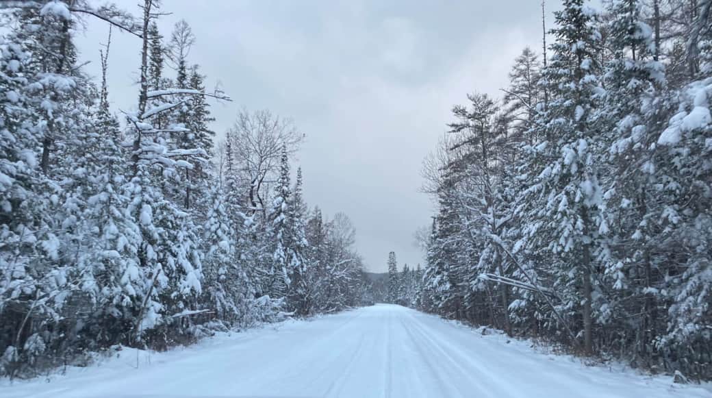 The Road to the cabin on a winter day.