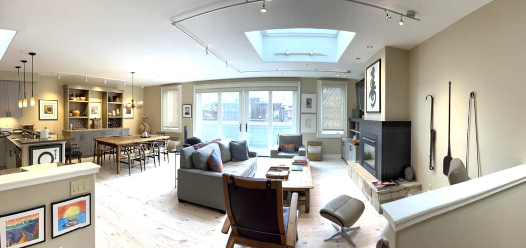 Open layout at Penthouse #2 at DiamondTooth - great views of Telluride and the box canyon!