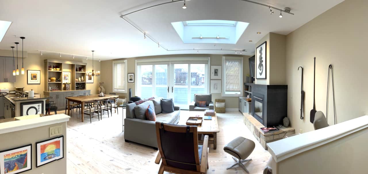 Open layout at Penthouse #2 at DiamondTooth - great views of Telluride and the box canyon!