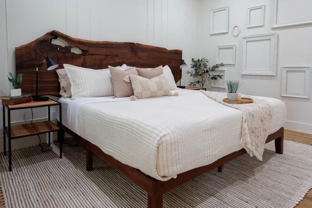 Primary bedroom includes King bed and covered porch access. 