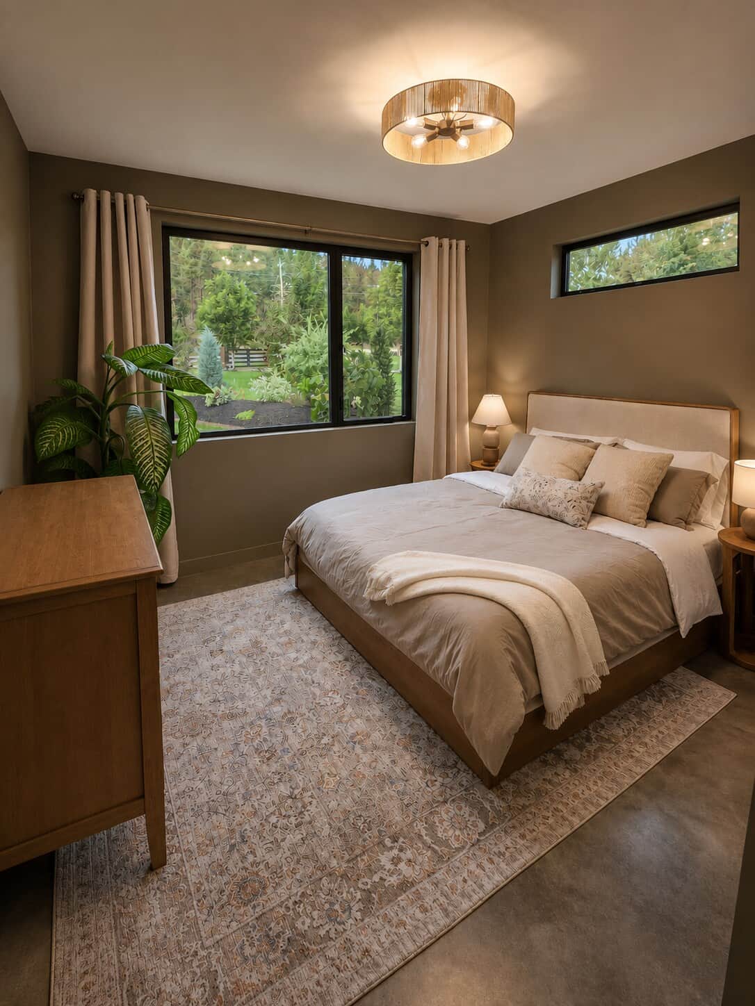 The second king suite offers oversized garden-view windows and warm, calming finishes. Perfect for a second couple, it makes this retreat ideal for golf getaways, wine weekends, or relaxing escapes with friends.
