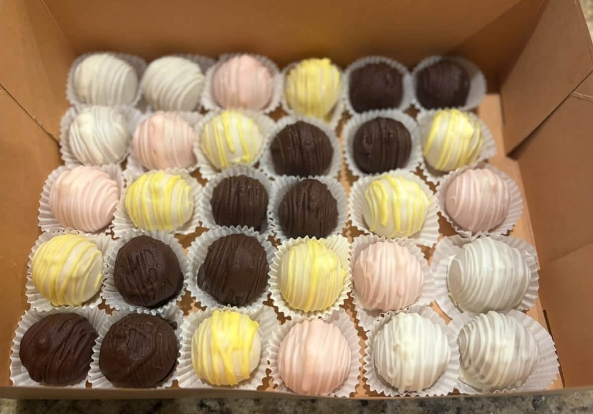 Cake balls and custom dessert assortments from White Magnolia Bread Company