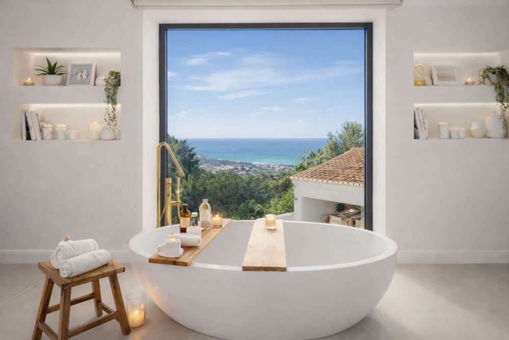 Bathtub of the master suite facing the sea
