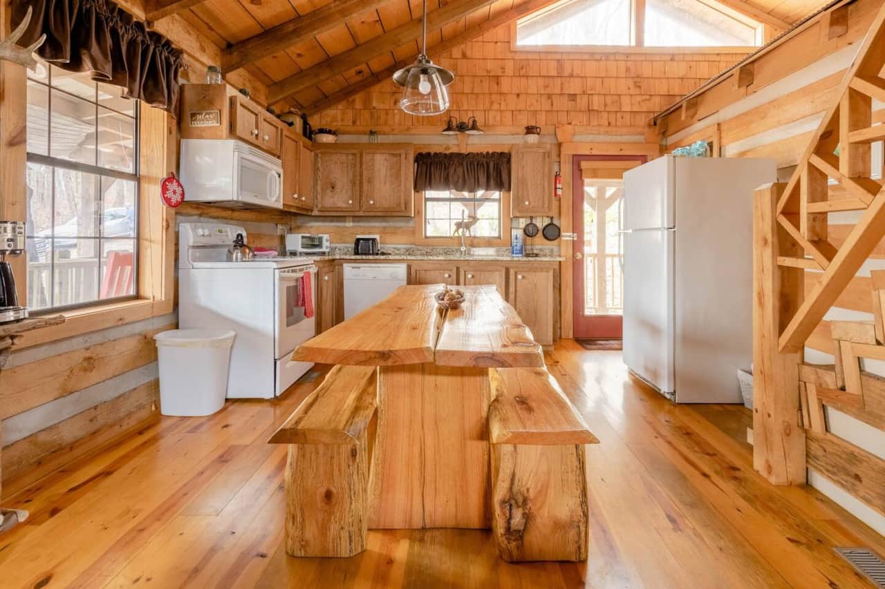 Open concept kitchen and table