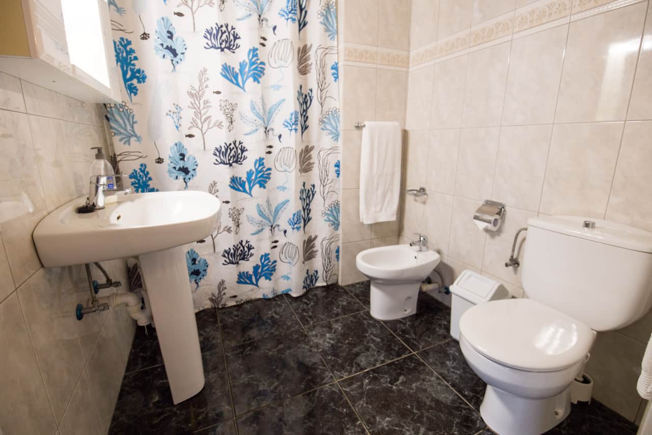 Bathroom with shower tub, toilet and bidet