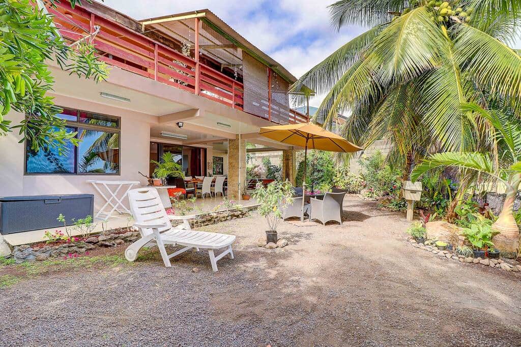 garden with deck chairs