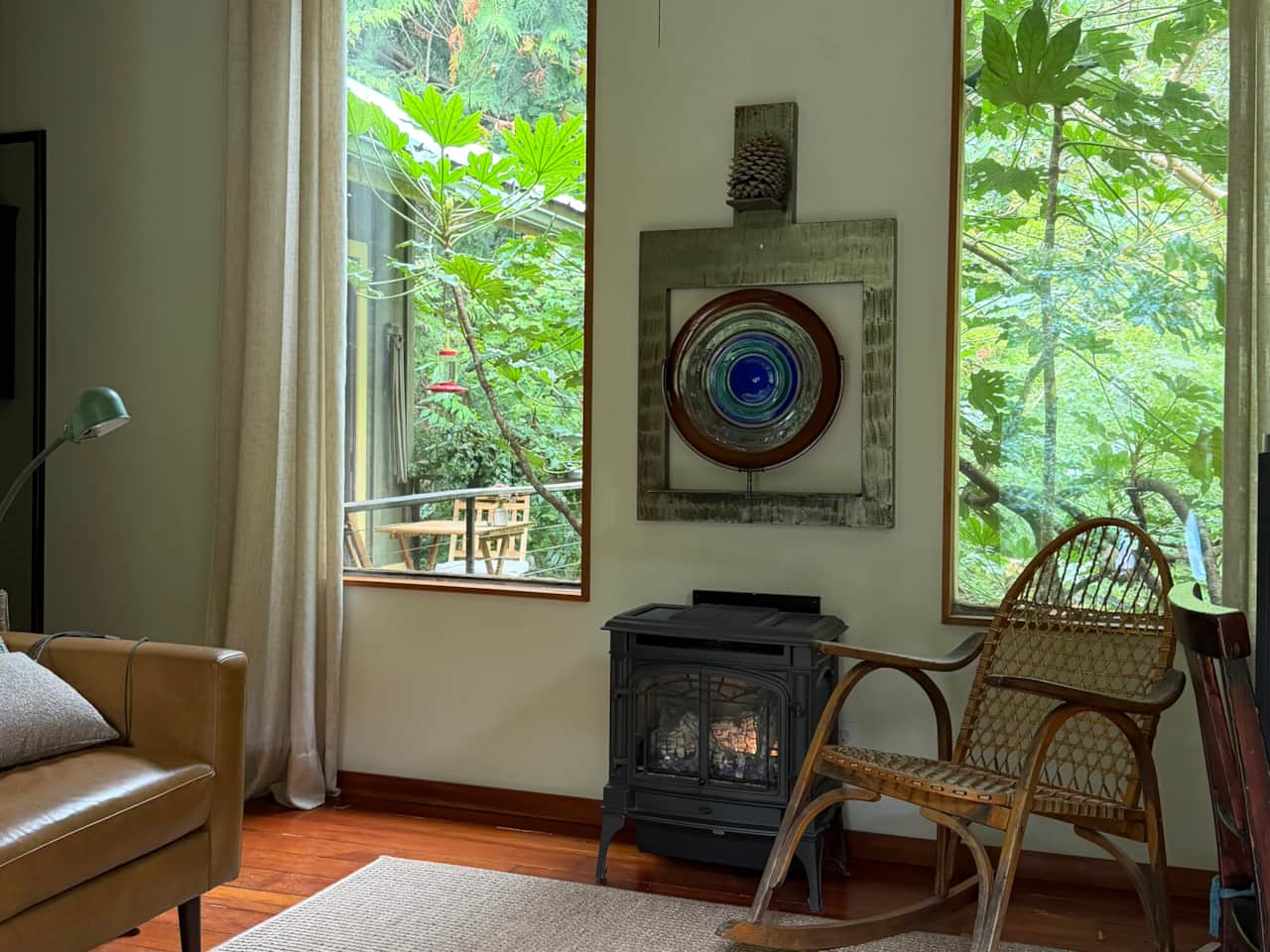 A cozy cabin surrounded by trees