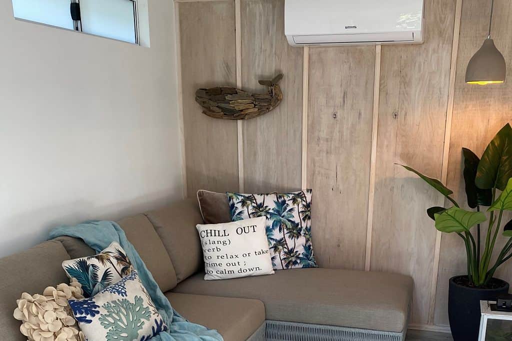 Garden cabana with air con, desk and TV