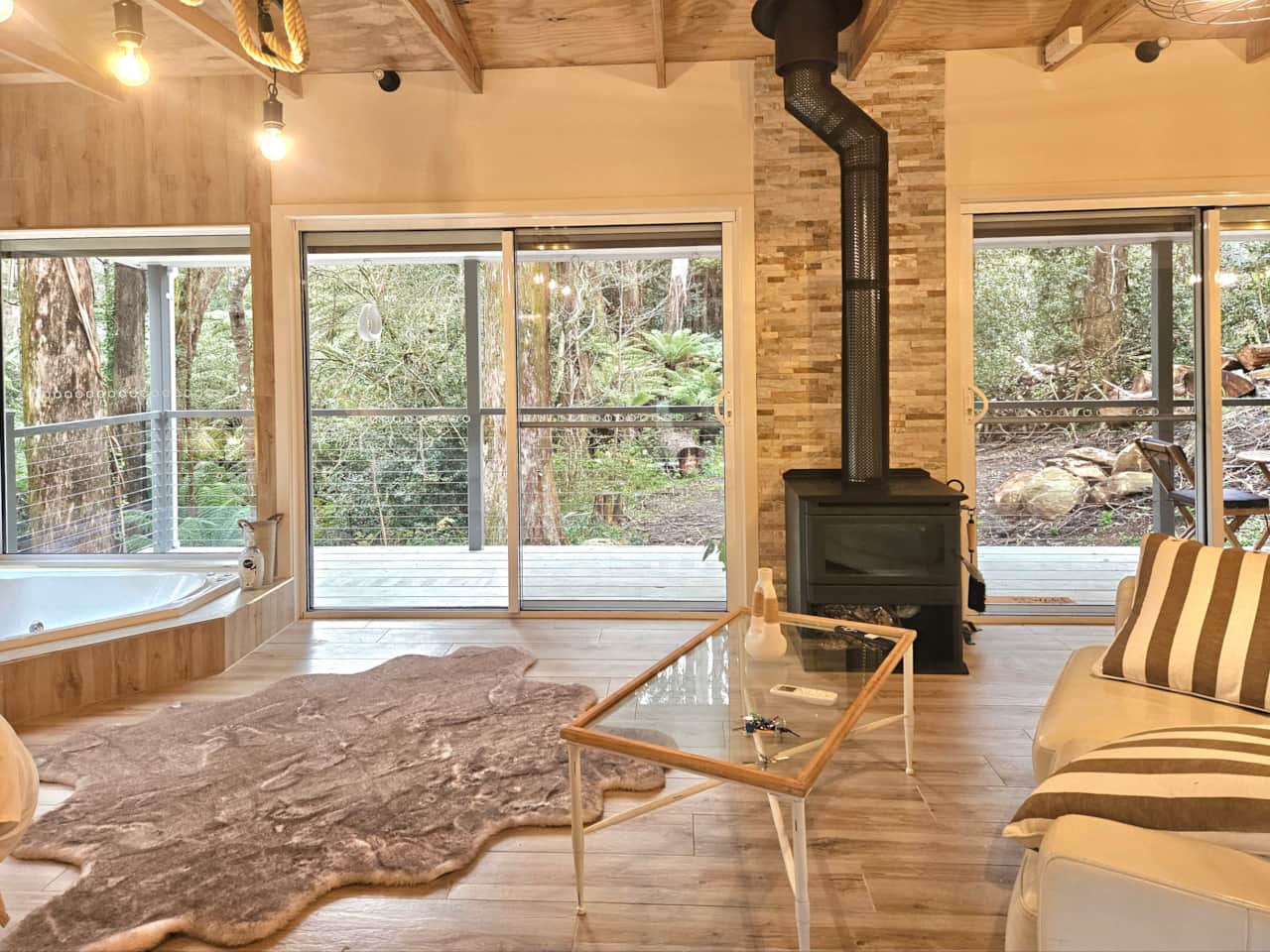 Forest views by the fireplace