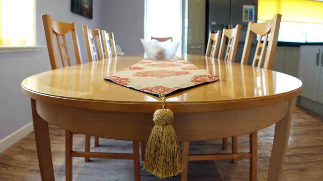 The dining area is ideal for lively conversations and savoring a delicious meal together.