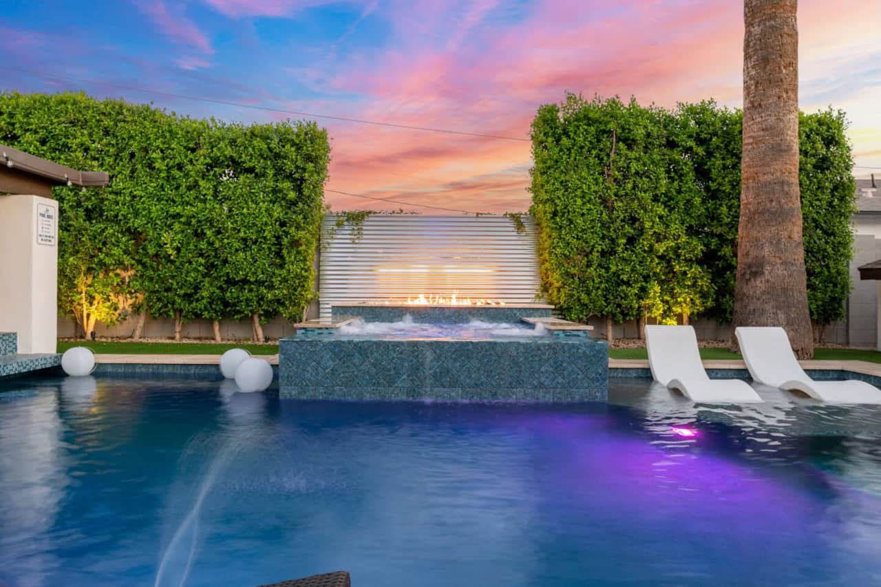 Unwind by the fire in the spa after a long day 