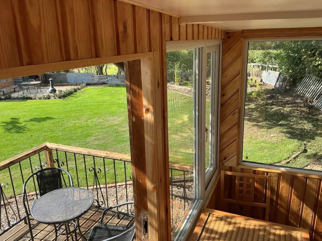 Sunny balcony & seating.