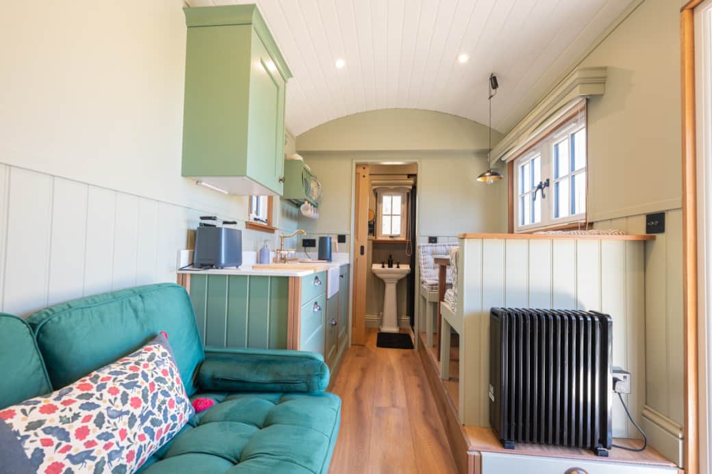 Willow's Nest Shepherds Hut Living Area