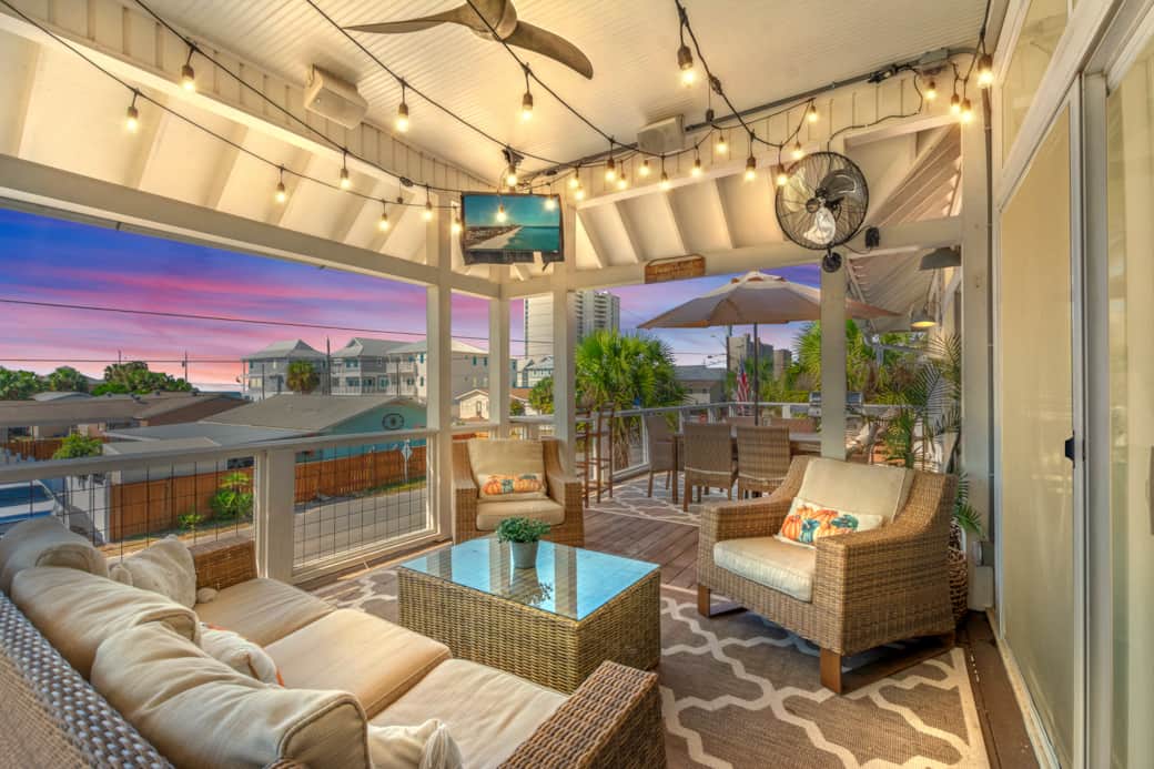 Cozy Evening on Upstairs Balcony with Lounge Area Cozy Evening on Upstairs Balcony with Lounge Area