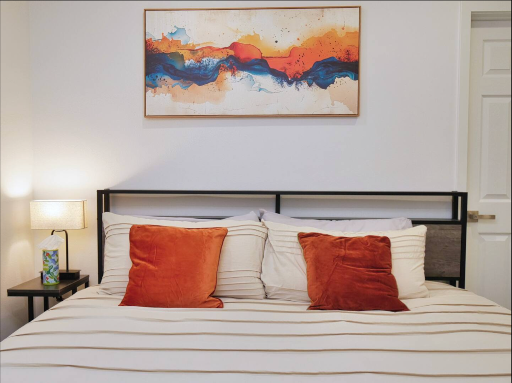 King bed, blackout curtains, and a white noise machine to ensure a restful night's sleep. King bed, blackout curtains, and a white noise machine to ensure a restful night's sleep.