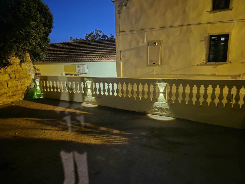 Front courtyard night