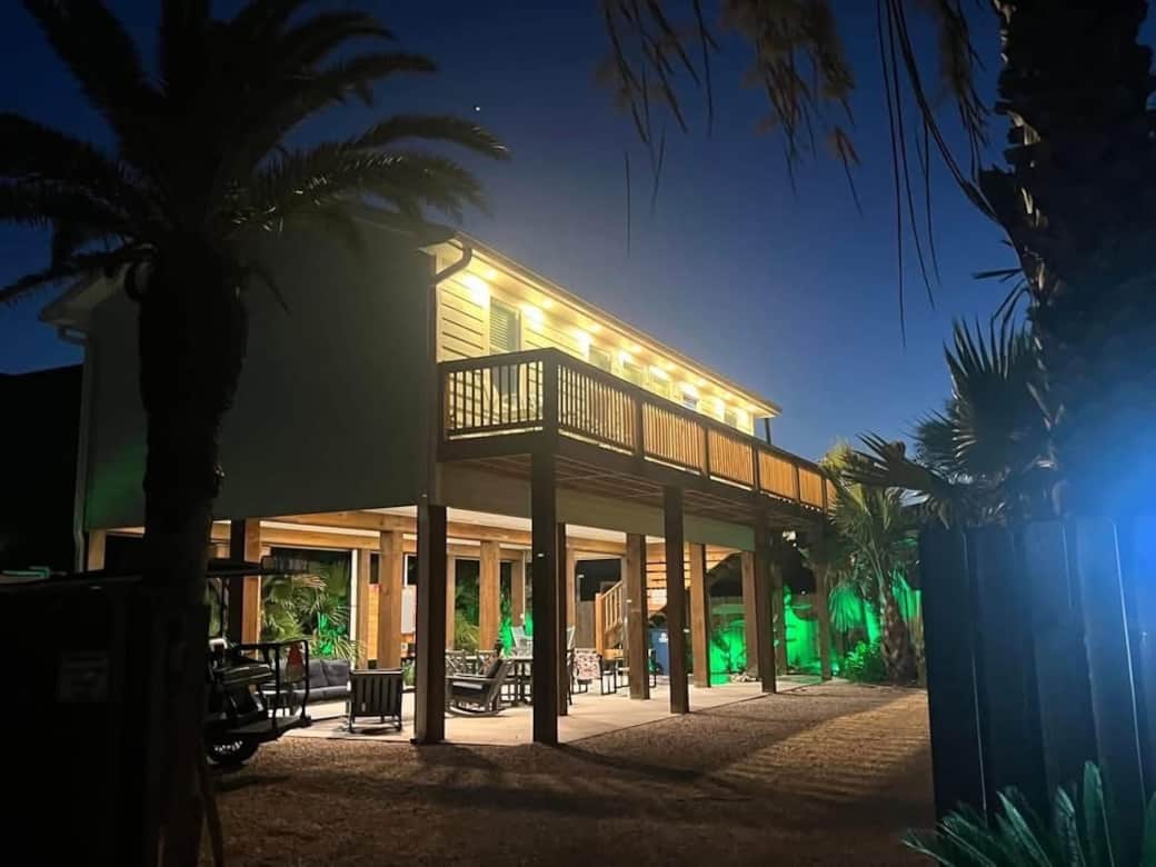 Beautiful outdoor lighting and patio