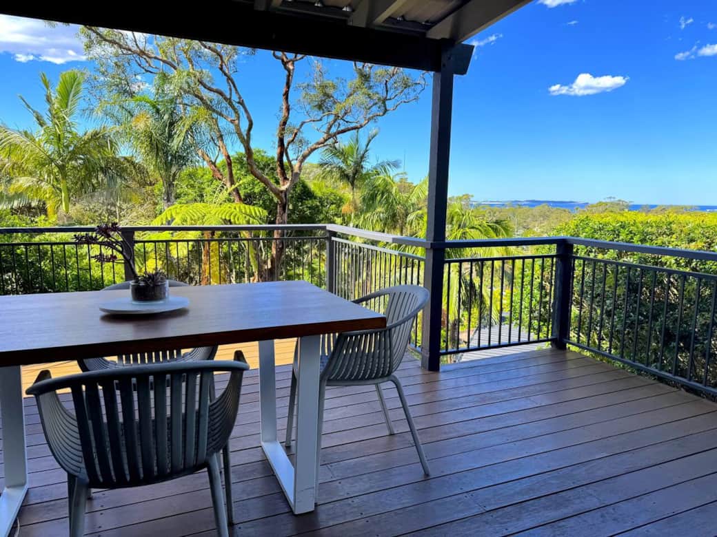 Relax on the deck, nestled in the treetops, as you see sweeping ocean views to the Pacific Ocean Relax on the deck, nestled in the treetops, as you see sweeping ocean views to the Pacific Ocean