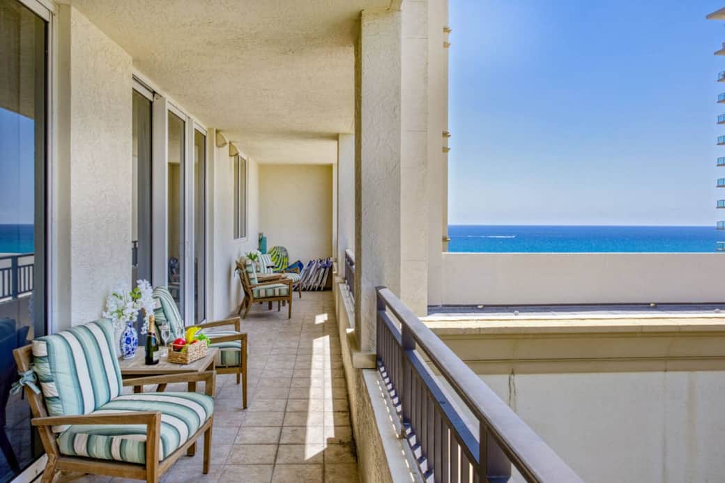 Beautiful balcony with a view of the ocean & inlet