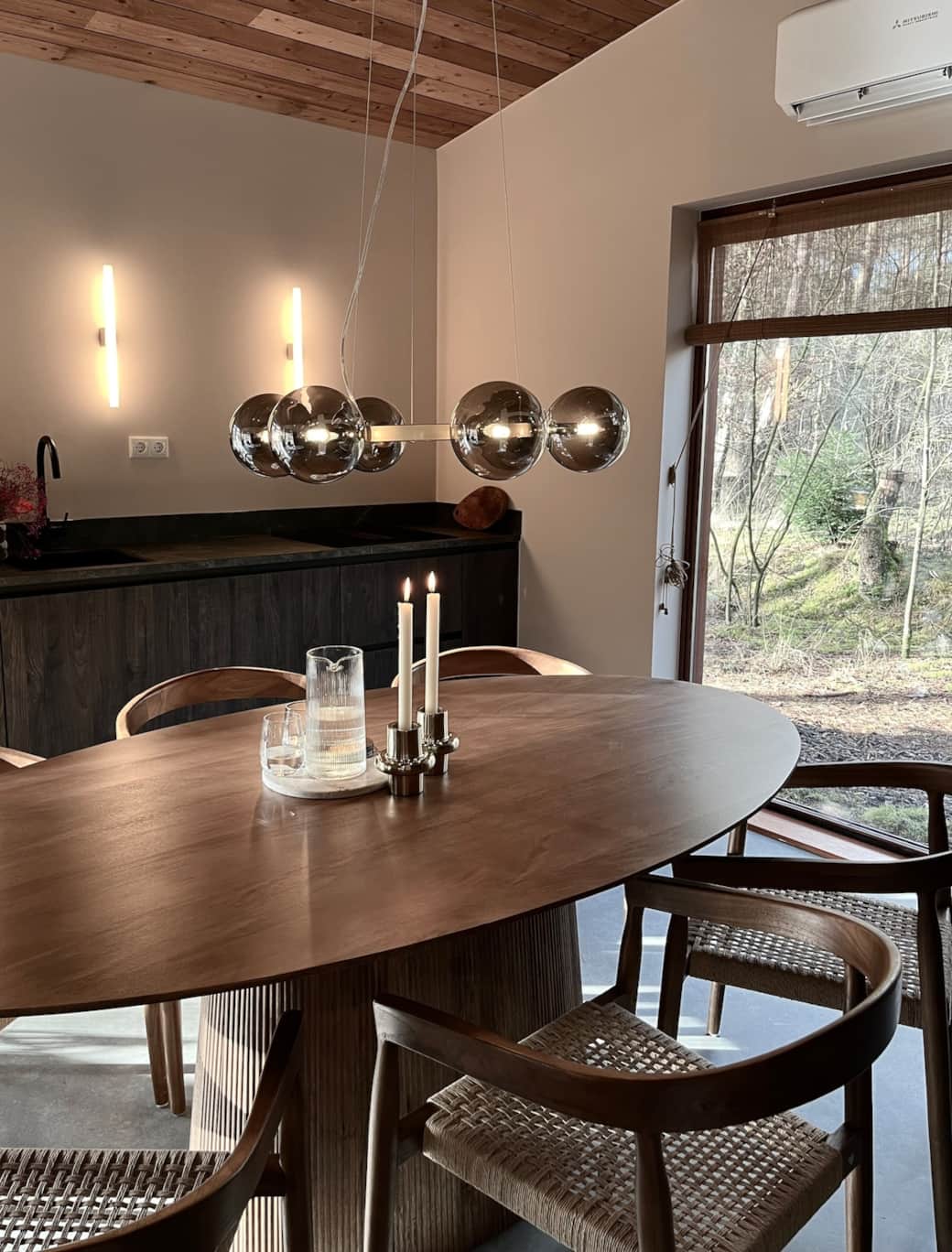 Dining table for shared meals and long evenings