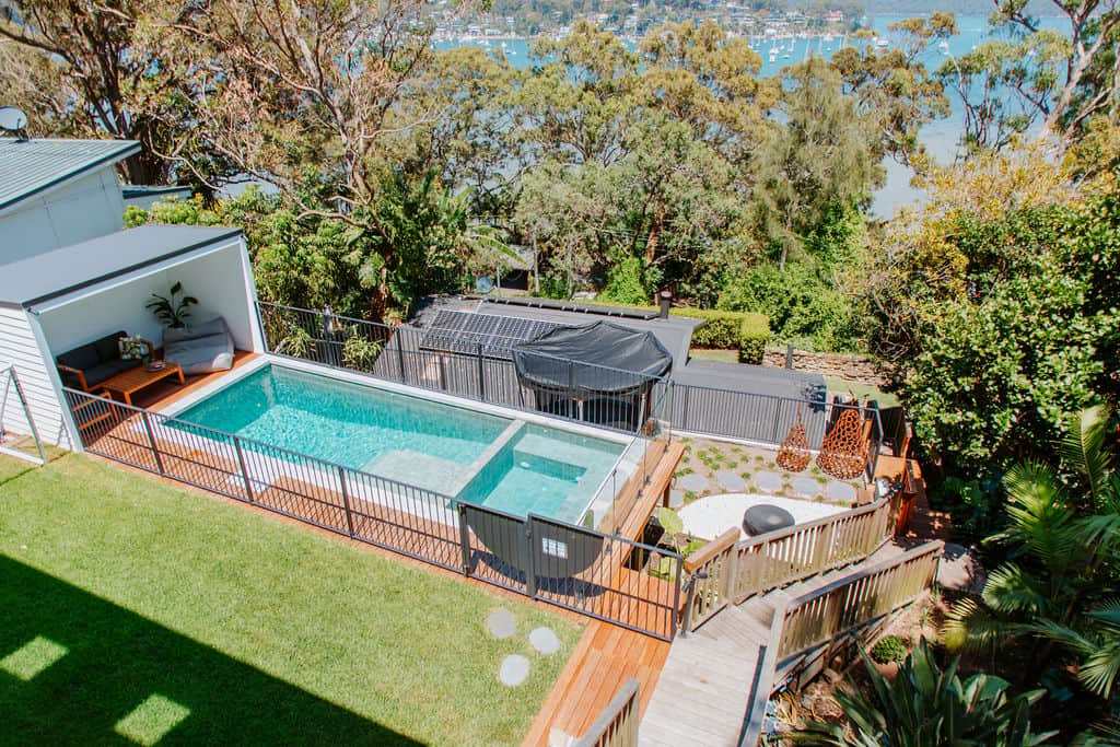 Grass and pool area
