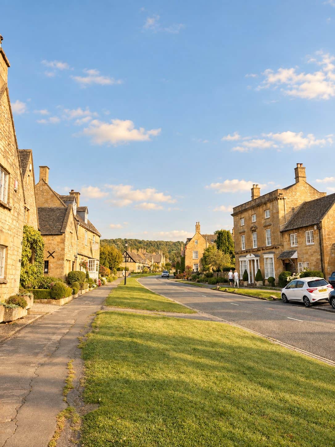 Honey-coloured buildings and spring greenery in Broadway