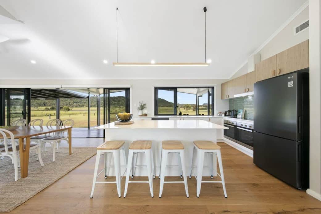 House luxury hunter valley kitchen island stools dining view