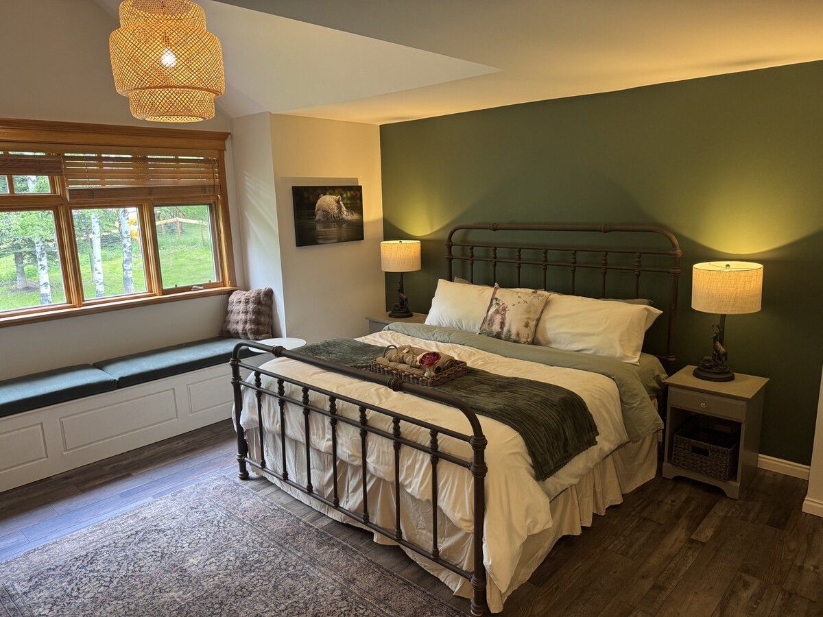 The Bear Den — king bedroom with window bench