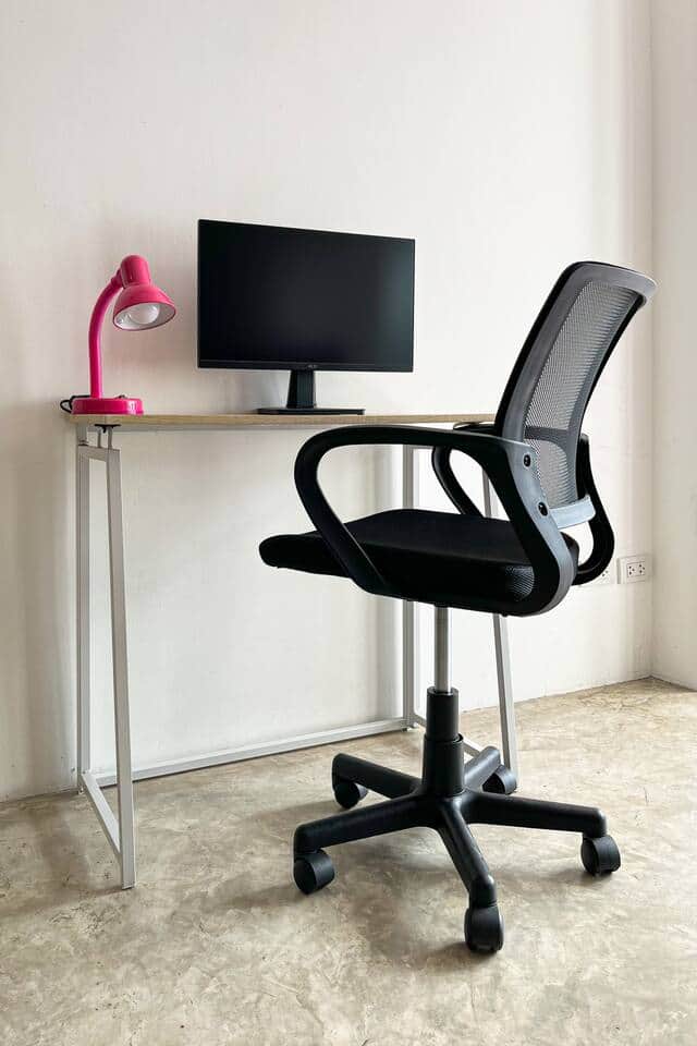 Working Chair. Adjustable height with Back support. 21.5" Monitor.