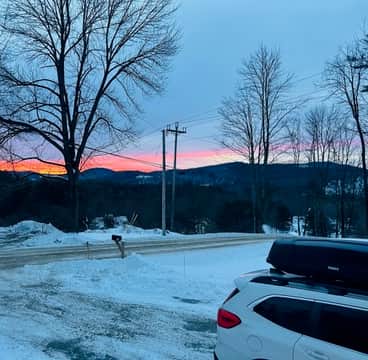 Sunrise over the mountains from the front bay window