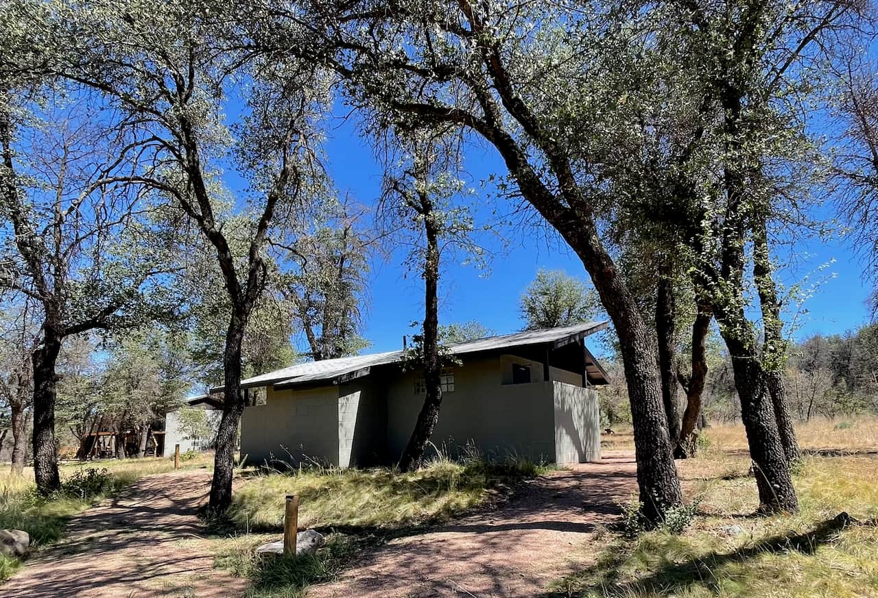 Exterior Bathhouse with Lodge in Background