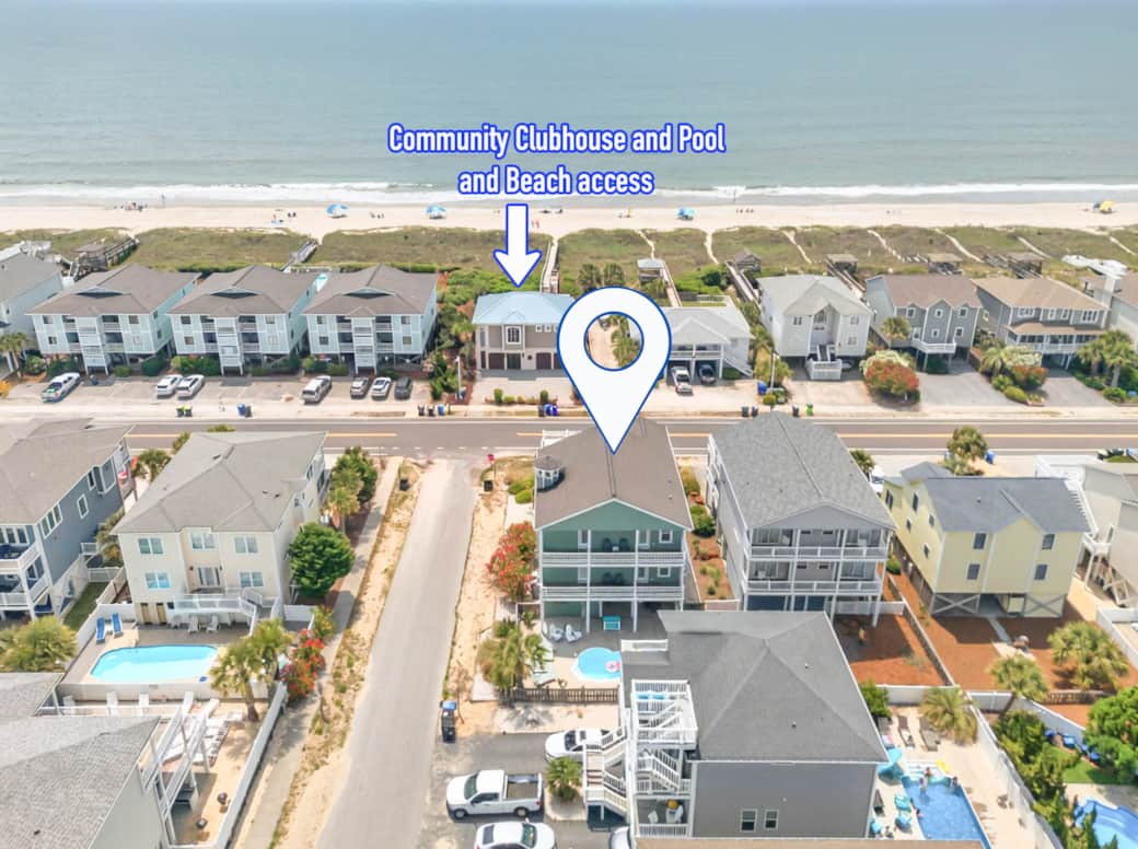 Beach access directly across street from house