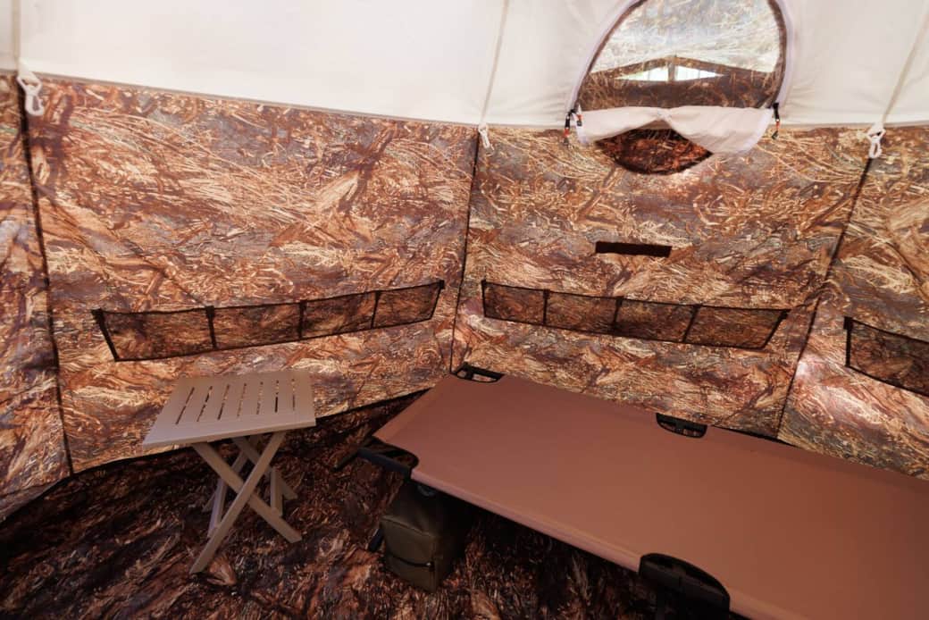 Cot and end table. Cot and end table.